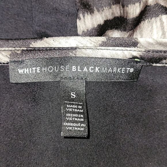 White House Black Market black/grey short sleeve tiger blouse/top, Size S - Picture 5 of 7